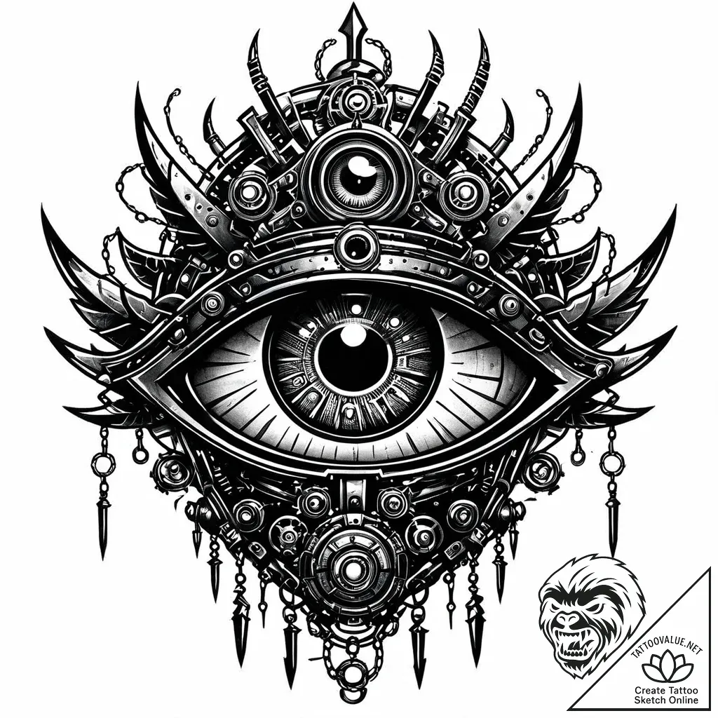 Tattoo sketch, john silver with robotic eye g... - style Jaeger Mini - tattoo sketch (12.11.2025 11:24)