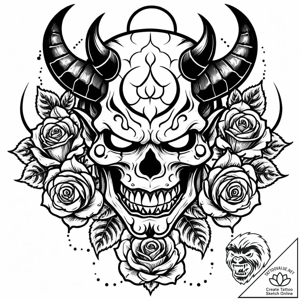 Ukiyo-e style demon (oni), artistic tattoo sk... - style Jaeger Mini - tattoo sketch (12.11.2025 11:36)
