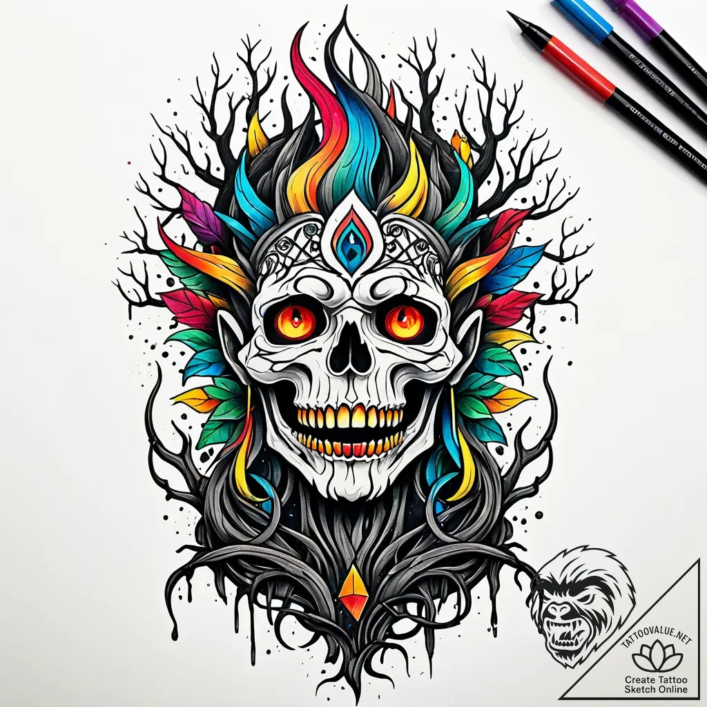 Ruined statue devoured by roots, artistic tat... - style Jaeger Simple - tattoo sketch (12.11.2025 11:58)