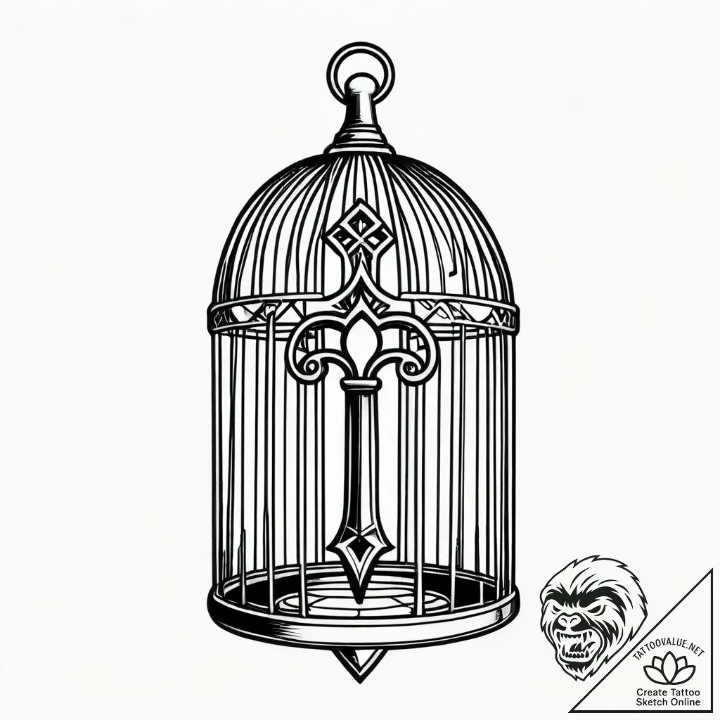 Key trapped in bone cage, tattoo flash sheet... - style Jagger Old - tattoo sketch (12.11.2025 12:04)