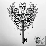 Skeleton key unlocking the heart’s ribcage, a… – style Jaeger Simple – tattoo sketch (12.11.2025 12:09)