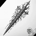 Ashen spear with glowing tip, tattoo drawing… – style Jaeger Mini – tattoo sketch (12.11.2025 12:13)