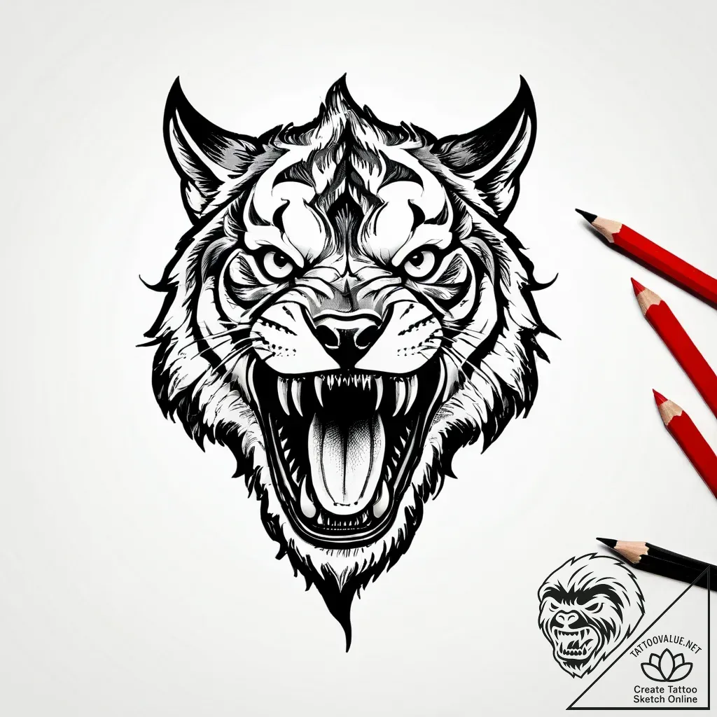 Tattoo sketch, tai lung roaring with claws, f... - style Jagger Old - tattoo sketch (12.11.2025 12:28)