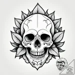 Bone flowers blooming from skull, ink illustr… – style Jagger Old – tattoo sketch (12.11.2025 12:40)