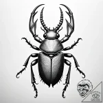 Stag beetle with its pincers replaced by hydr… – style Jaeger Simple – tattoo sketch (12.11.2025 12:46)