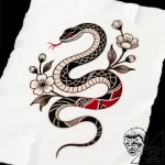 Art nouveau snake with flowers, artistic tatt… – style Flux Inscriptions – tattoo sketch (12.11.2025 12:56)