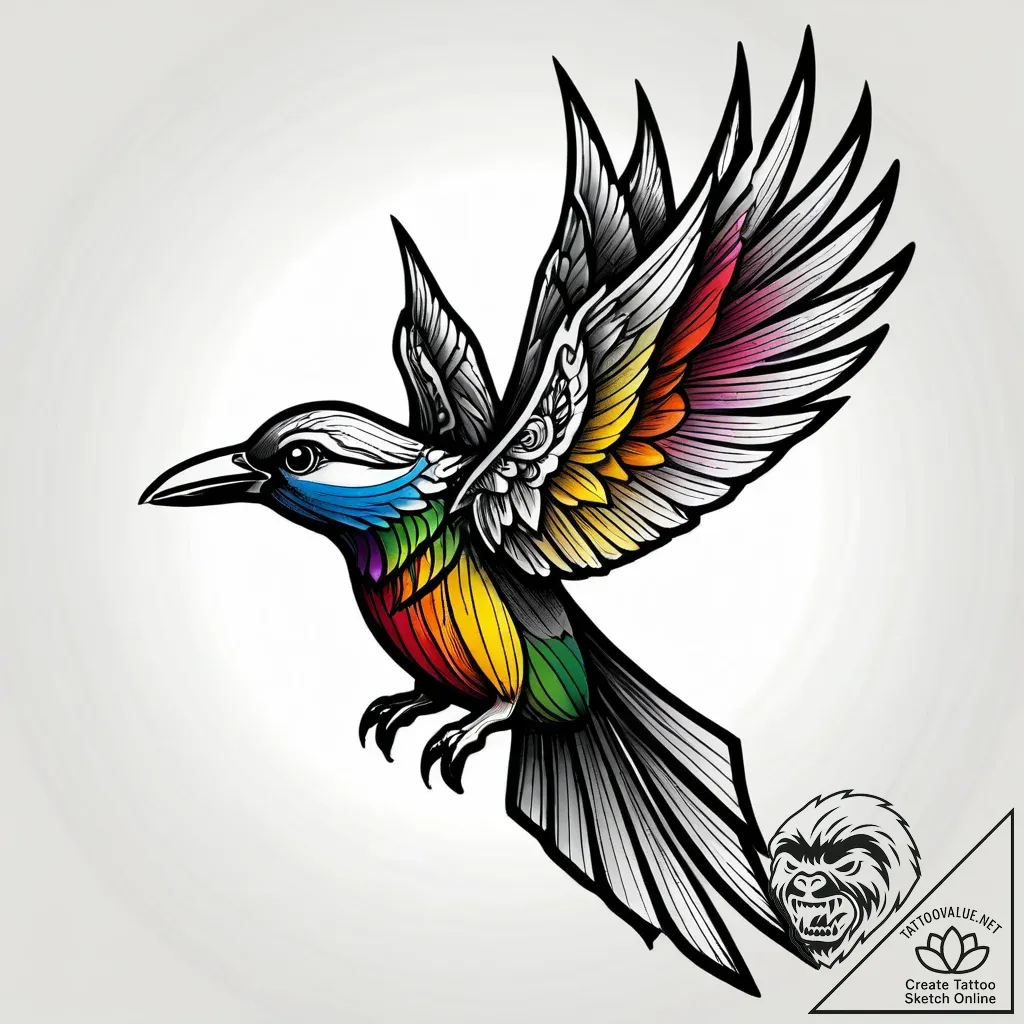 Zephyr wings tearing through veil, tattoo ske... - style Jagger Old - tattoo sketch (12.11.2025 13:04)