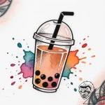 A whimsical bubble tea cup, trendy,, artistic… – style Flux Inscriptions – tattoo sketch (12.11.2025 13:07)