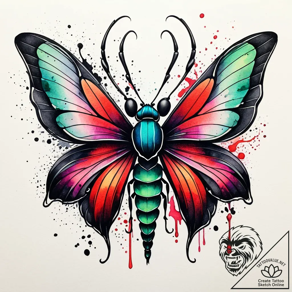 Orchid with petals like iridescent beetle win... - style Jaeger Simple - tattoo sketch (12.11.2025 13:10)