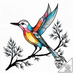 A whimsical bird on a branch in winter, resil… – style Jagger Old – tattoo sketch (12.11.2025 13:16)