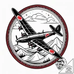 Lancaster bomber from wwii on a bombing run,… – style Jagger Old – tattoo sketch (12.11.2025 13:28)