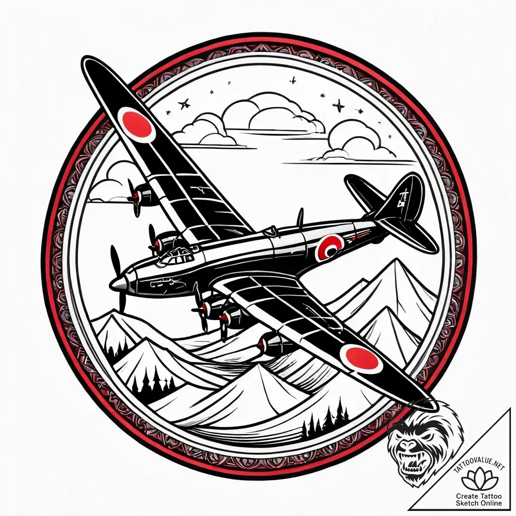 Lancaster bomber from wwii on a bombing run,... - style Jagger Old - tattoo sketch (12.11.2025 13:28)