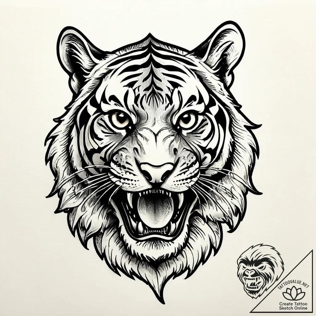 Tiger and dragon, artistic tattoo sketch, mod... - style Jagger Old - tattoo sketch (12.11.2025 13:40)