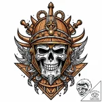 Helm of a ship, large and wooden, tattoo sket… – style Jaeger Mini – tattoo sketch (12.11.2025 14:13)