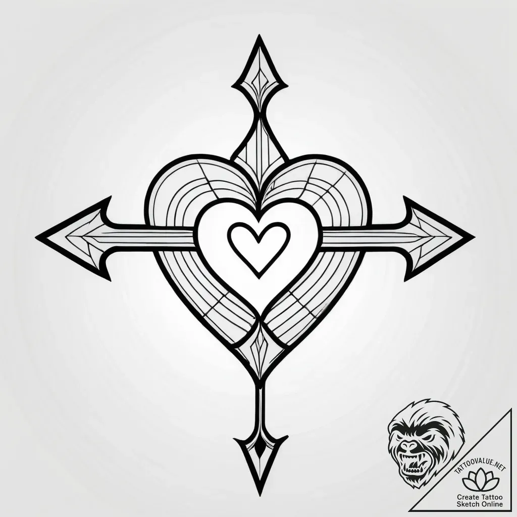 Tattoo sketch, simple black ink heart outline... - style Jagger Old - tattoo sketch (12.11.2025 14:16)