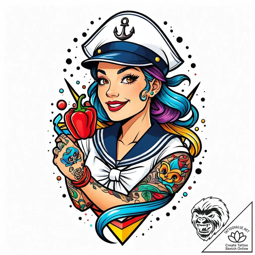 Tat tattoo sketch, new school style cartoon c... - style Jaeger Mini - tattoo sketch (12.11.2025 14:36)