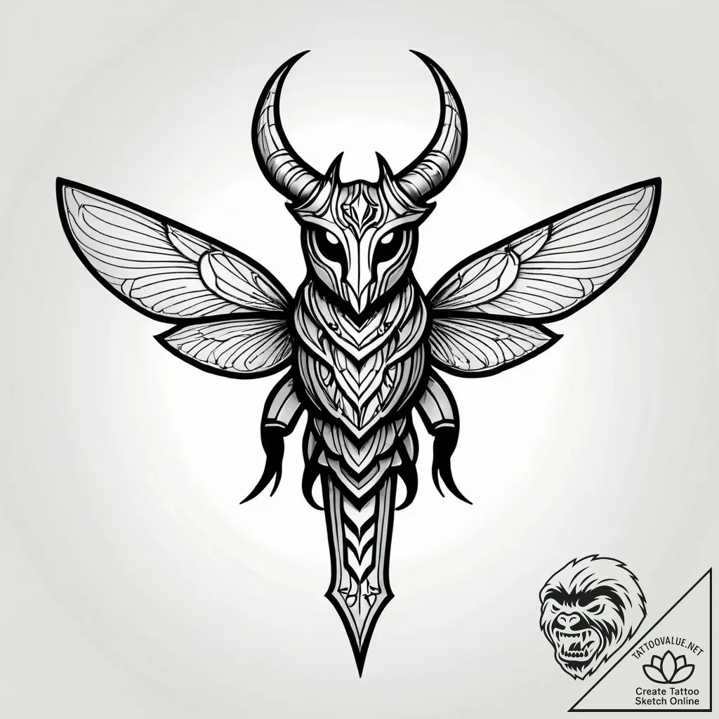 Hornet from hollow knight, tattoo flash sheet... - style Jagger Old - tattoo sketch (12.11.2025 14:40)