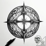 Orb pierced by spectral arrow, tattoo sketch… – style Jaeger Simple – tattoo sketch (12.11.2025 14:58)