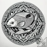 Koi fish leaping through ice, artistic tattoo… – style Jaeger Simple – tattoo sketch (12.11.2025 15:10)