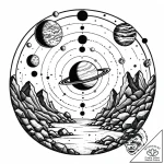 Zen garden with rocks as planets, tattoo sket… – style Jaeger Mini – tattoo sketch (12.11.2025 15:13)