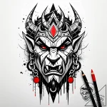 Orcish totem wrapped in chains, tattoo drawin… – style Jaeger Simple – tattoo sketch (12.11.2025 15:21)