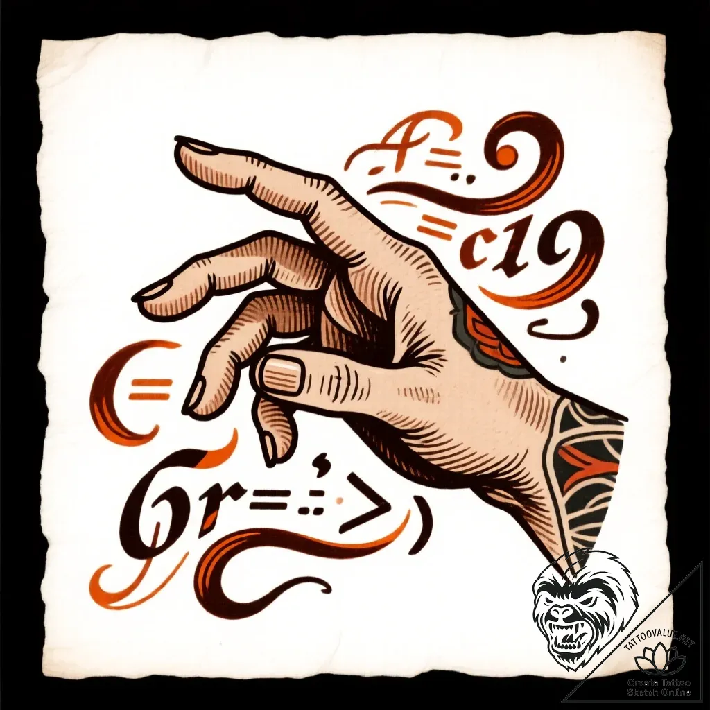 Tat tattoo sketch, programmerвђ™s fingers typ... - style Flux Inscriptions - tattoo sketch (12.11.2025 15:31)