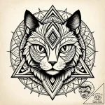 Ancient cat with third eye, ink illustration… – style Jaeger Simple – tattoo sketch (12.11.2025 16:10)