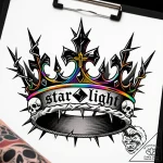 Jagged crown devouring starlight, ink illustr… – style Flux Inscriptions – tattoo sketch (12.11.2025 16:31)