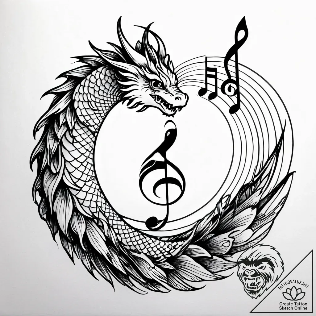 Feather dissolving into a cascade of musical... - style Jagger Old - tattoo sketch (12.11.2025 16:40)