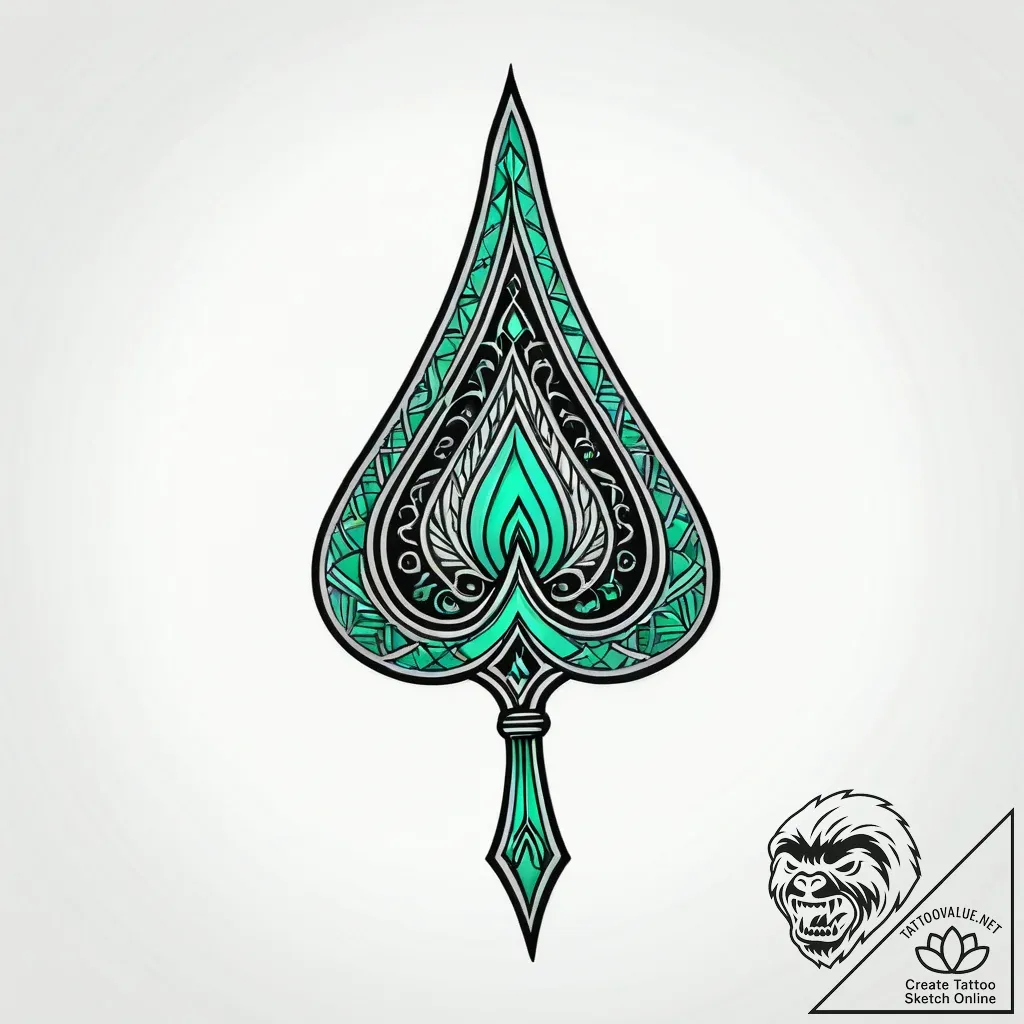 Emerald blade bound by spirit chains, tattoo... - style Jagger Old - tattoo sketch (12.11.2025 16:52)