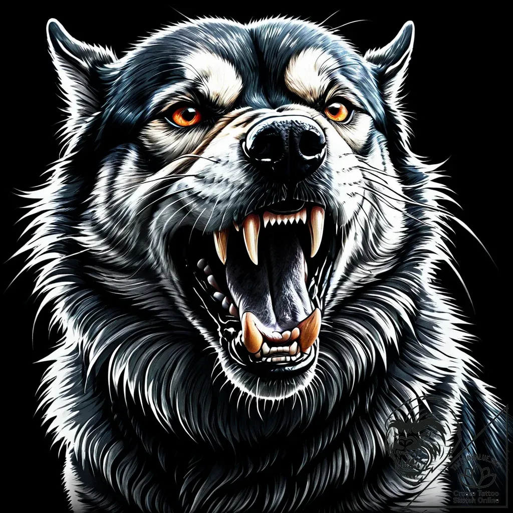 злой пес - style Jaeger Simple - tattoo sketch (12.11.2025 16:59)