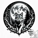 оскал волка и луна – style Jagger Old – tattoo sketch (12.11.2025 17:03)