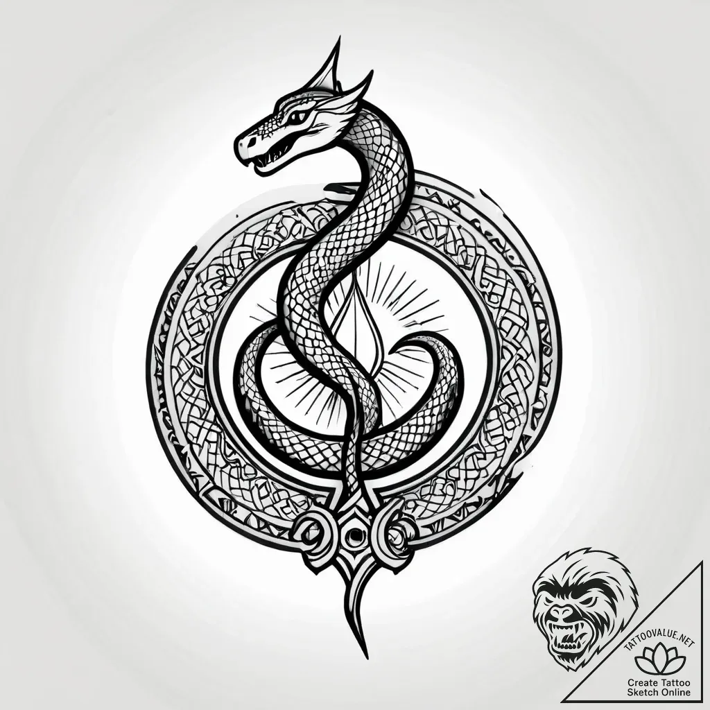 Meteor serpent winding through void, tattoo s... - style Jagger Old - tattoo sketch (12.11.2025 17:04)