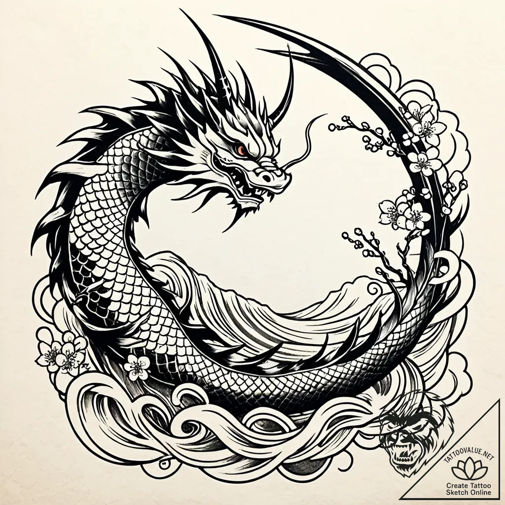 Blackthorn, tattoo drawing outline, on a clea... - style Jaeger Simple - tattoo sketch (12.11.2025 17:33)