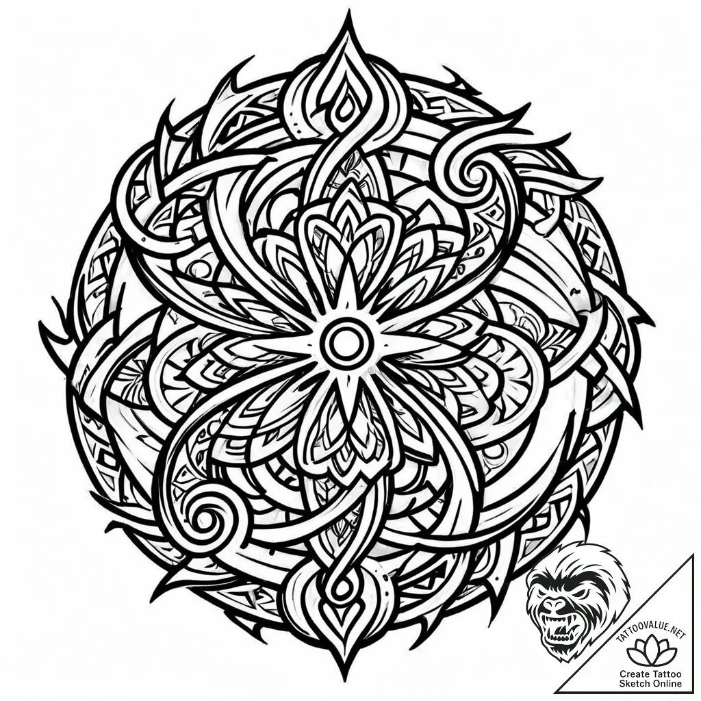 Frosted blade in ritual circle, tattoo line a... - style Jaeger Mini - tattoo sketch (12.11.2025 17:37)
