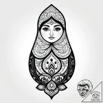 Russian nesting doll, painted with scenes fro… – style Jagger Old – tattoo sketch (12.11.2025 17:52)