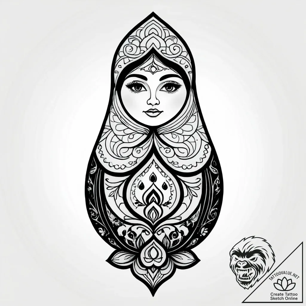 Russian nesting doll, painted with scenes fro... - style Jagger Old - tattoo sketch (12.11.2025 17:52)