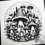 Tat tattoo sketch, trolls village with colorf… – style Jaeger Simple – tattoo sketch (12.11.2025 17:58)