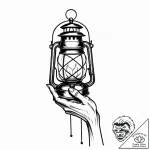 Lantern held by skeletal hand, tattoo drawing… – style Jaeger Mini – tattoo sketch (12.11.2025 18:01)