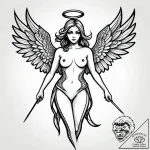 Angel, artistic tattoo sketch, highly detaile… – style Jagger Old – tattoo sketch (12.11.2025 19:16)