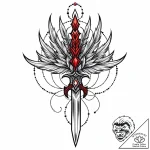 Feathered dagger crowned in roots, concept ar… – style Jaeger Mini – tattoo sketch (12.11.2025 19:25)