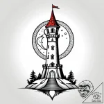 Ruined tower beneath eclipsed moon, concept a… – style Jagger Old – tattoo sketch (12.11.2025 19:28)