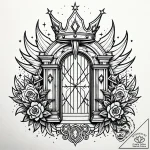Nether gate crowned with starlight, tattoo fl… – style Jaeger Simple – tattoo sketch (12.11.2025 19:34)