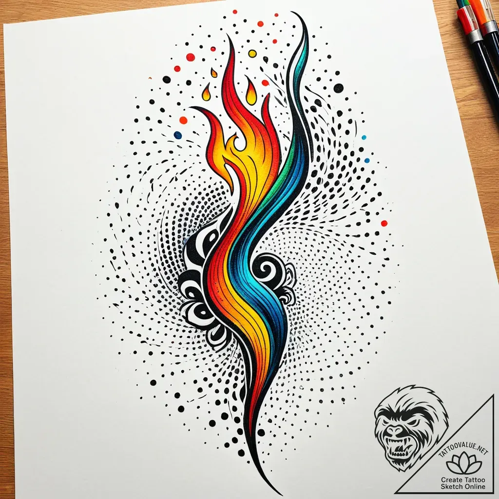Tattoo sketch, fire flame twisting upward wit... - style Jaeger Simple - tattoo sketch (12.11.2025 19:46)