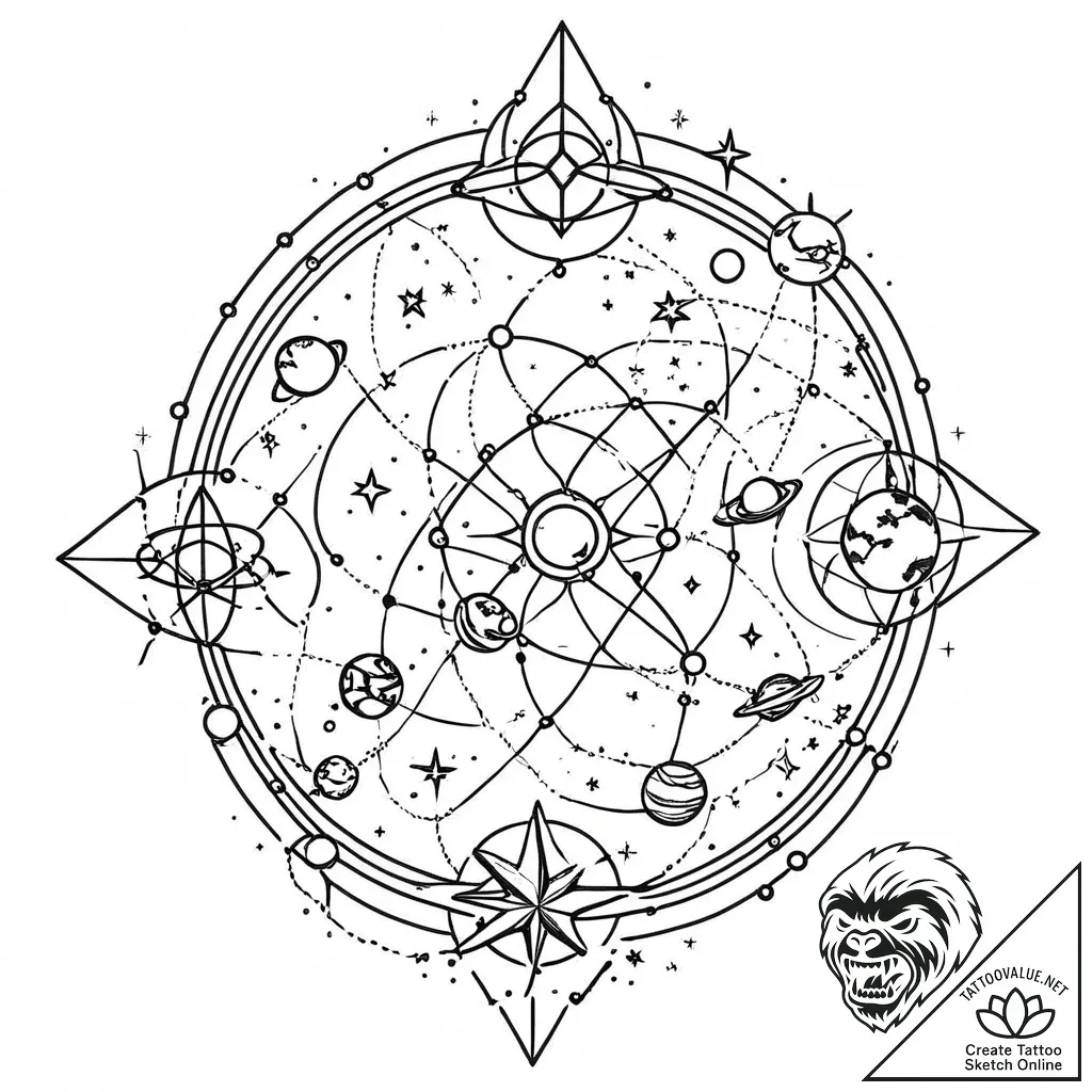 Tattoo sketch, earthsea stars constellation,... - style Jaeger Mini - tattoo sketch (12.11.2025 19:49)