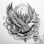 A whimsical bird’s eye view of city, expansiv… – style Jaeger Simple – tattoo sketch (12.11.2025 19:58)