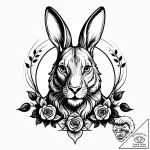 Rabbit looking at its reflection in a pool, s… – style Jagger Old – tattoo sketch (12.11.2025 20:04)
