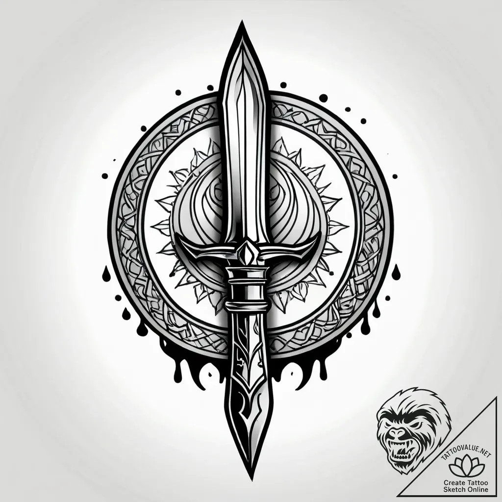 Ashen dagger dripping blood, tattoo line art,... - style Jagger Old - tattoo sketch (12.11.2025 20:28)