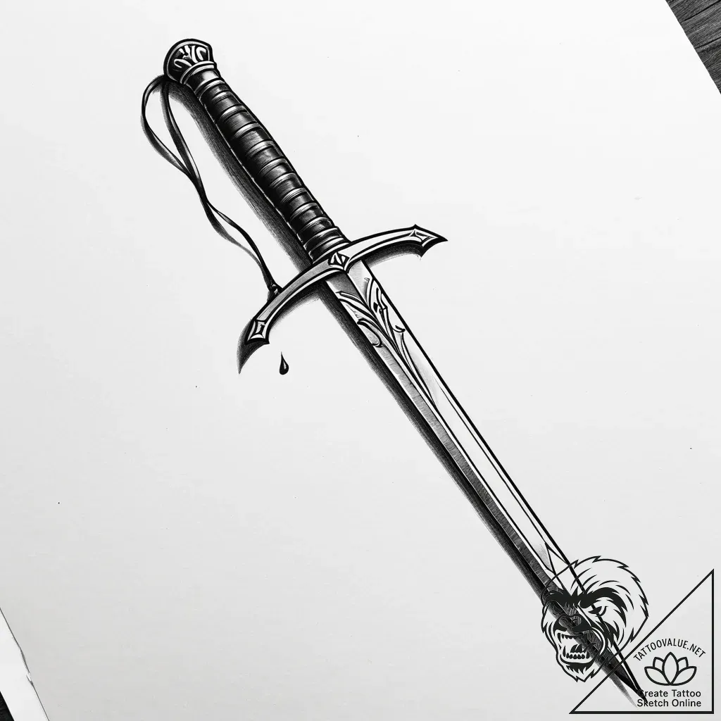 Rapier broken in battle, concept art for tatt... - style Jaeger Simple - tattoo sketch (12.11.2025 20:34)