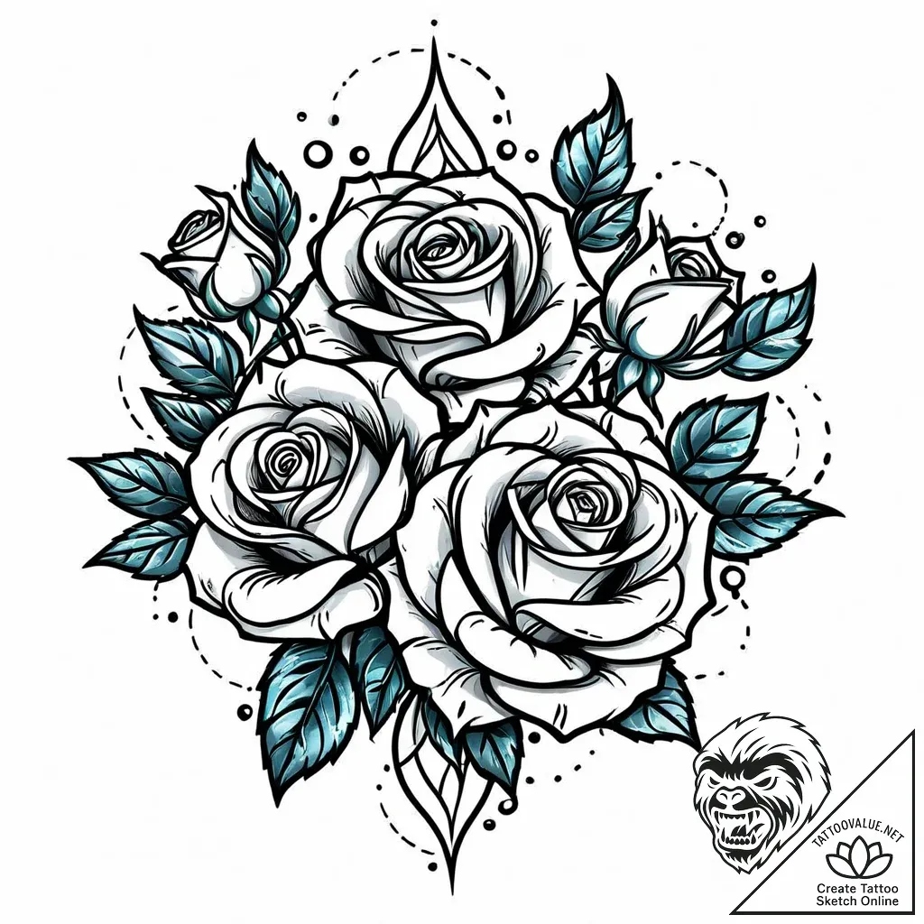 Ice roses frozen in time, tattoo drawing outl... - style Jaeger Mini - tattoo sketch (12.11.2025 20:37)